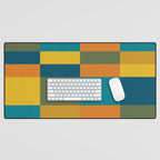 Checkered Multi Check Variable Checked Pattern in Moroccan Blue Olive Teal Mustard Orange Desk Mat Gallery Image 1