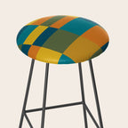 Checkered Multi Check Variable Checked Pattern in Moroccan Blue Olive Teal Mustard Orange Stool Gallery Image 2