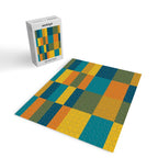 Checkered Multi Check Variable Checked Pattern in Moroccan Blue Olive Teal Mustard Orange Jigsaw Puzzle Gallery Image 2