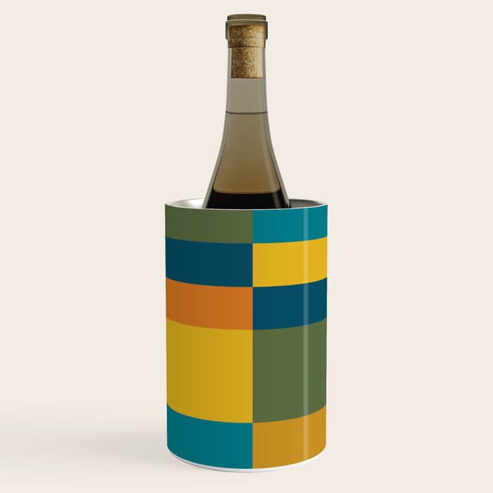 Checkered Multi Check Variable Checked Pattern in Moroccan Blue Olive Teal Mustard Orange Wine Chiller Gallery Image 2
