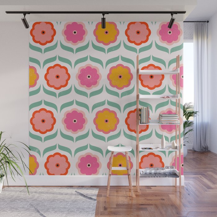 Bright Retro Geometric Pattern Wall Mural Gallery Image 1