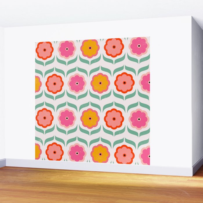 Bright Retro Geometric Pattern Wall Mural Gallery Image 2