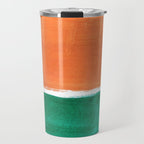 Emerald Green Tan Rothko Inspired Colourfield Squares Minimal Minimalist Mid Century Style by Ejaaz Haniff Travel Mug Gallery Image 1
