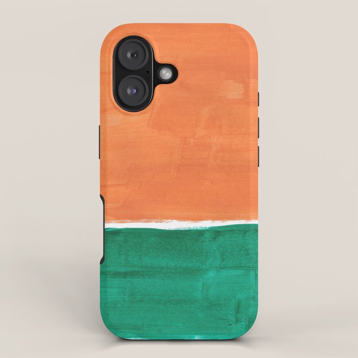 Emerald Green Tan Rothko Inspired Colourfield Squares Minimal Minimalist Mid Century Style by Ejaaz Haniff iPhone Case Gallery Image 1