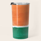Emerald Green Tan Rothko Inspired Colourfield Squares Minimal Minimalist Mid Century Style by Ejaaz Haniff Travel Mug Gallery Image 3