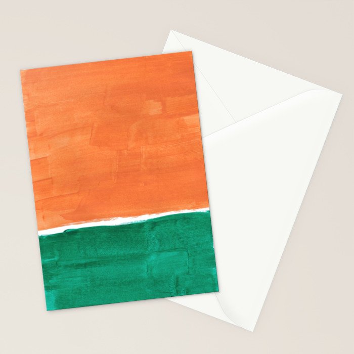 Emerald Green Tan Rothko Inspired Colourfield Squares Minimal Minimalist Mid Century Style by Ejaaz Haniff Stationery Card Gallery Image 2