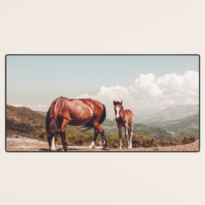 Wild Horses - Horse Photography - Mountains Wanderlust Travel photography by Ingrid Beddoes  Desk Mat Gallery Image 3