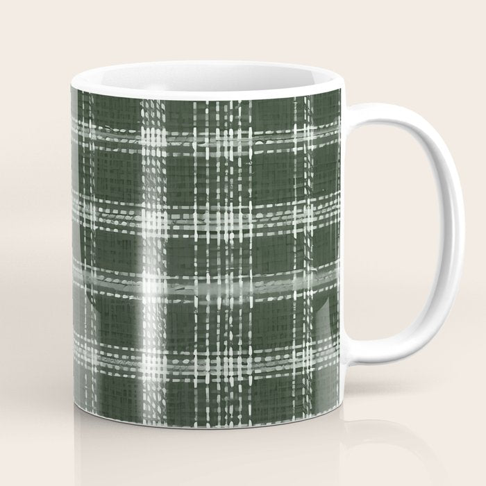 Fall Green Rustic Plaid Coffee Mug Gallery Image 1