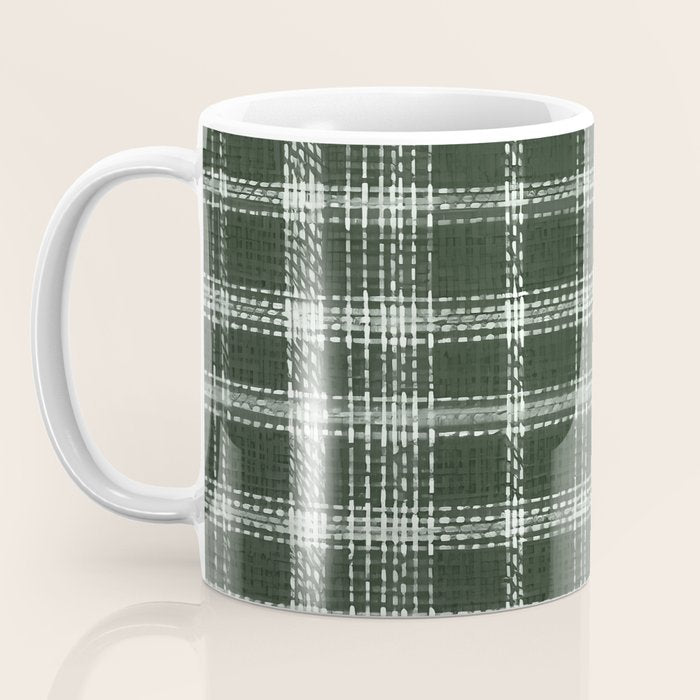 Fall Green Rustic Plaid Coffee Mug Gallery Image 3