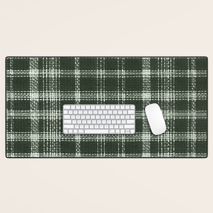 Fall Green Rustic Plaid Desk Mat Gallery Image 1