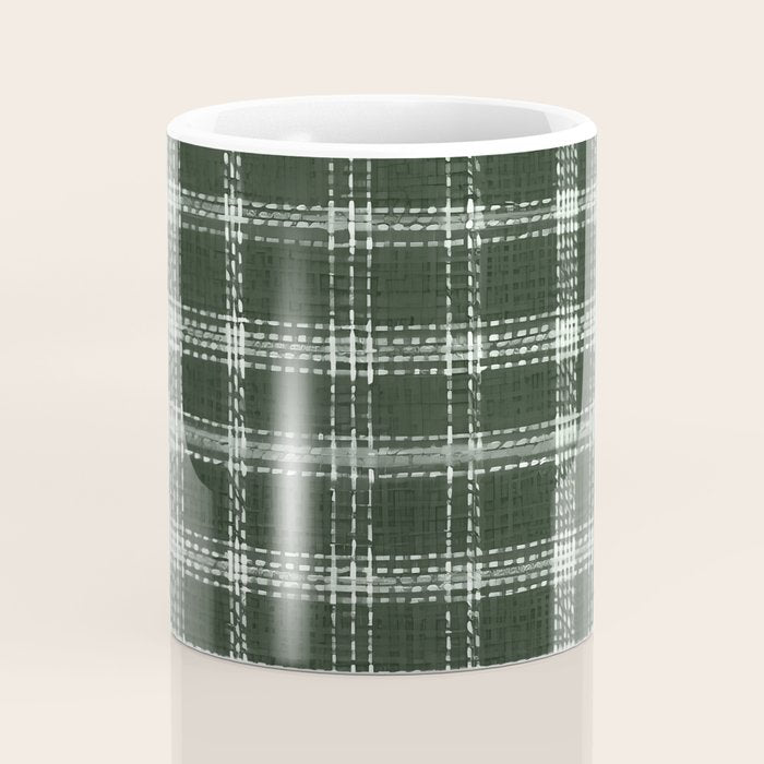 Fall Green Rustic Plaid Coffee Mug Gallery Image 4