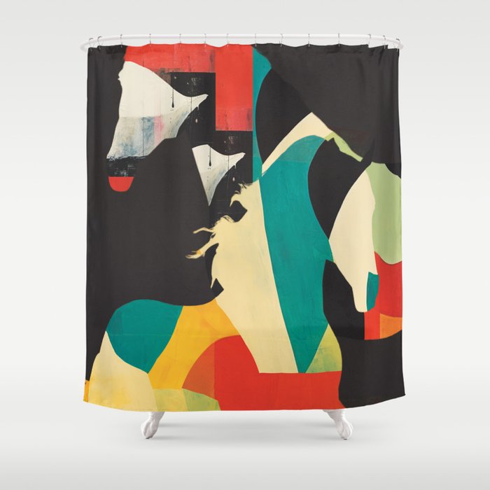 Colorful Abstract Horses 2 Shower Curtain Gallery Image 1