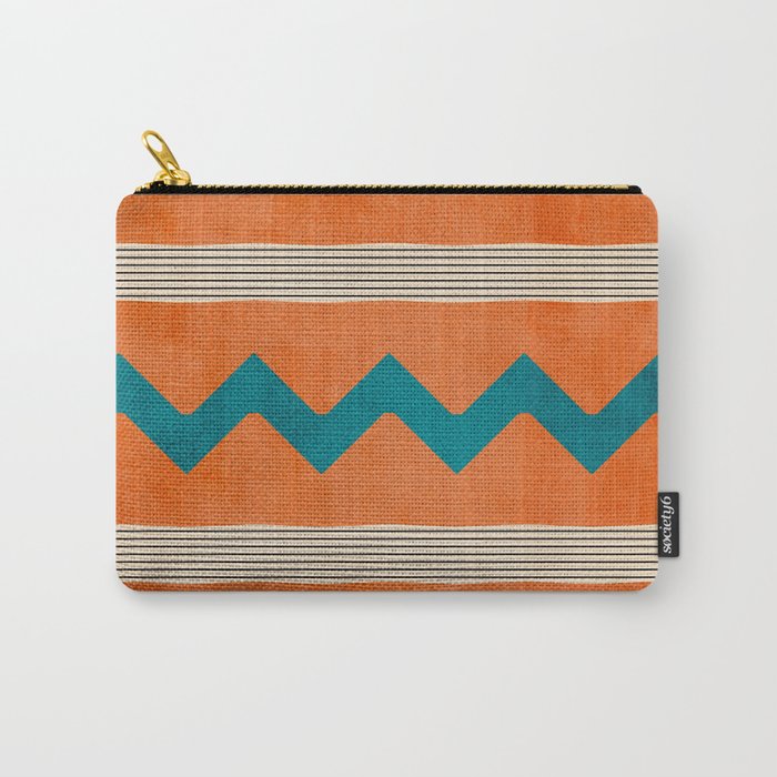 Teal Orange Chevrons Modern Artwork Carry All Pouch Gallery Image 1