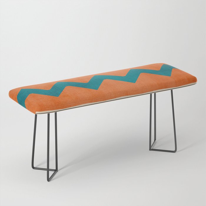 Teal Orange Chevrons Modern Artwork Bench Gallery Image 1