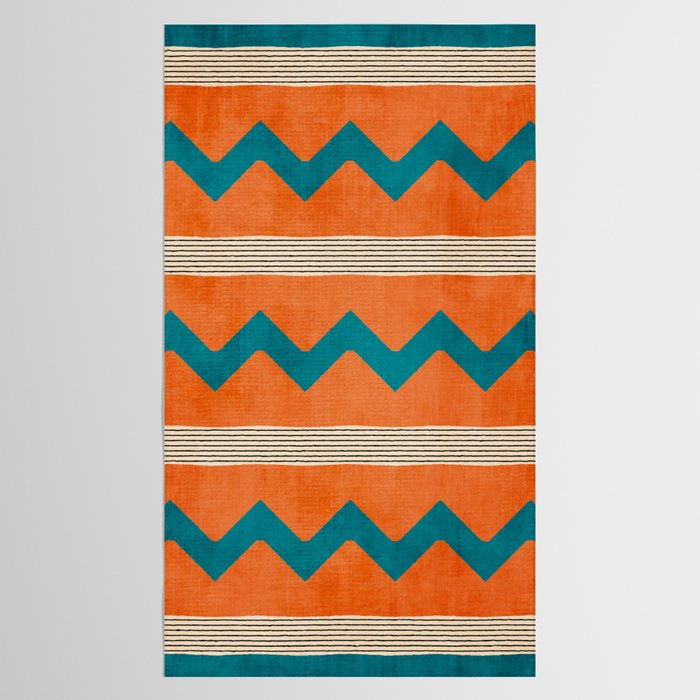 Teal Orange Chevrons Modern Artwork Tablecloth Gallery Image 2