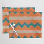 Teal Orange Chevrons Modern Artwork Placemat Gallery Image 1