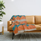 Teal Orange Chevrons Modern Artwork Throw Blanket Gallery Image 1
