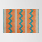 Teal Orange Chevrons Modern Artwork Rug Gallery Image 2