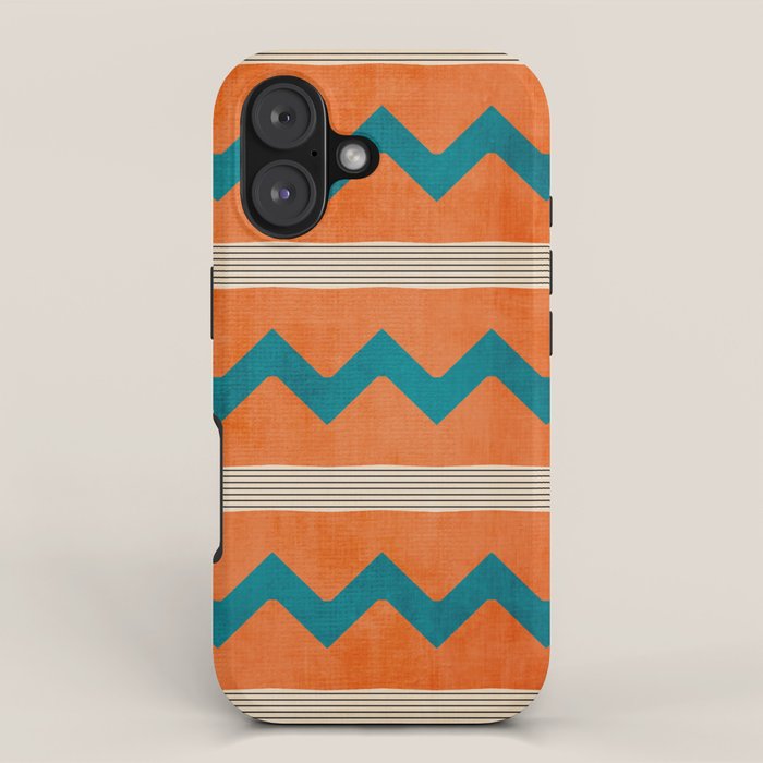Teal Orange Chevrons Modern Artwork iPhone Case Gallery Image 1