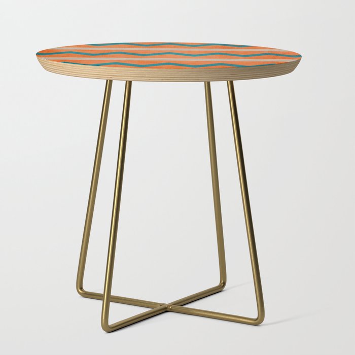 Teal Orange Chevrons Modern Artwork Side Table Gallery Image 1