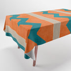 Teal Orange Chevrons Modern Artwork Tablecloth Gallery Image 1
