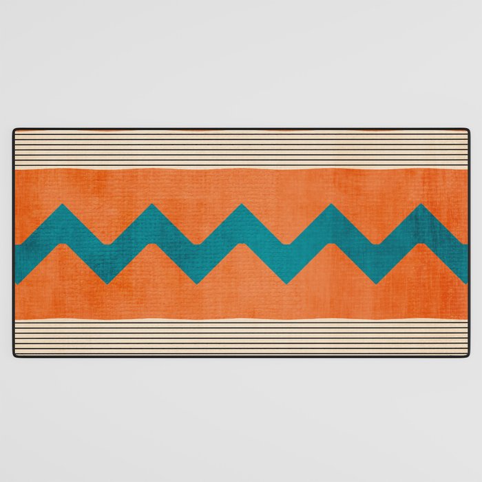 Teal Orange Chevrons Modern Artwork Desk Mat Gallery Image 3