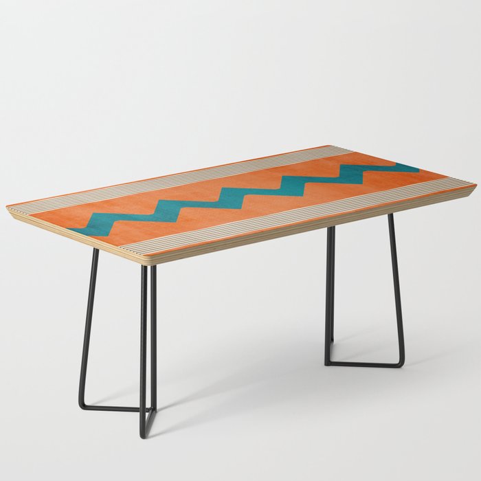 Teal Orange Chevrons Modern Artwork Coffee Table Gallery Image 1