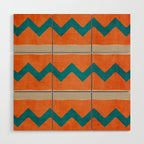 Teal Orange Chevrons Modern Artwork Wood Wall Art Gallery Image 1