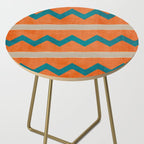 Teal Orange Chevrons Modern Artwork Side Table Gallery Image 2