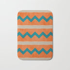 Teal Orange Chevrons Modern Artwork Bath Mat Gallery Image 1