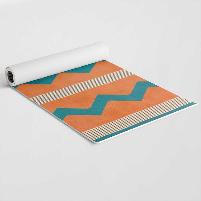 Teal Orange Chevrons Modern Artwork Yoga Mat Gallery Image 2