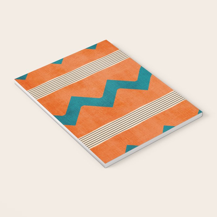 Teal Orange Chevrons Modern Artwork Notebook Gallery Image 3
