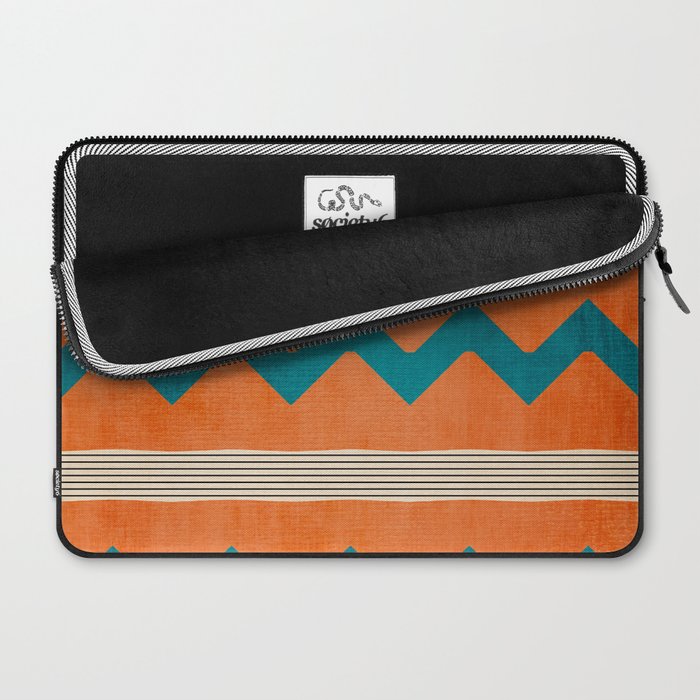Teal Orange Chevrons Modern Artwork Laptop Sleeve Gallery Image 2