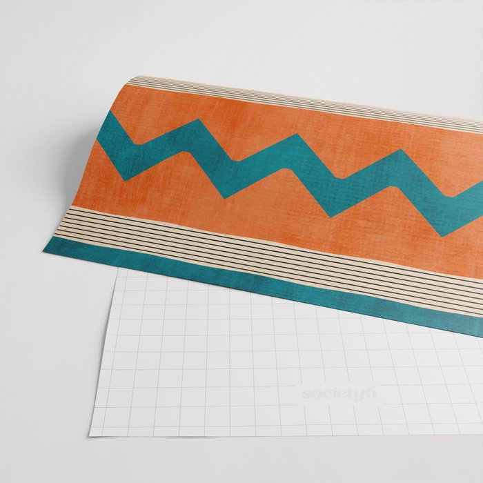 Teal Orange Chevrons Modern Artwork Wrapping Paper Gallery Image 2