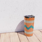 Teal Orange Chevrons Modern Artwork Travel Mug Gallery Image 4