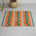 Teal Orange Chevrons Modern Artwork Rug Gallery Image 1