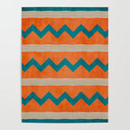 Teal Orange Chevrons Modern Artwork Poster Gallery Image 4