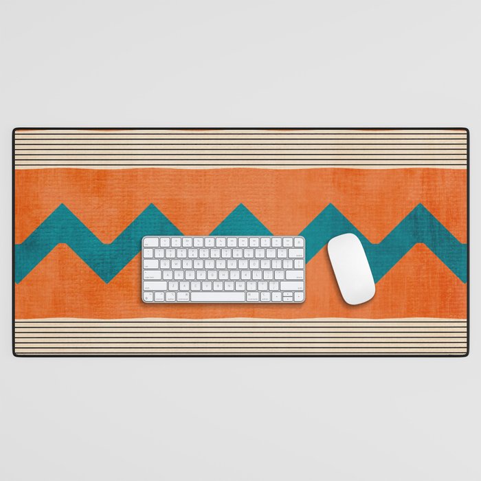 Teal Orange Chevrons Modern Artwork Desk Mat Gallery Image 1