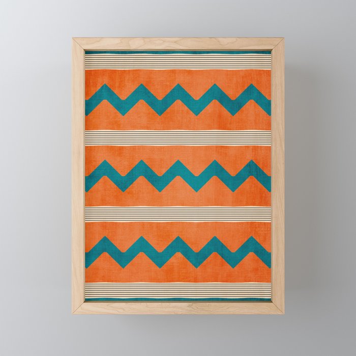 Teal Orange Chevrons Modern Artwork Mini Art Print Gallery Image 1