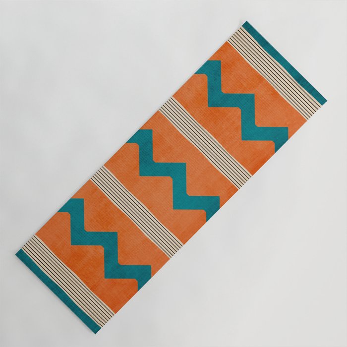 Teal Orange Chevrons Modern Artwork Yoga Mat Gallery Image 1
