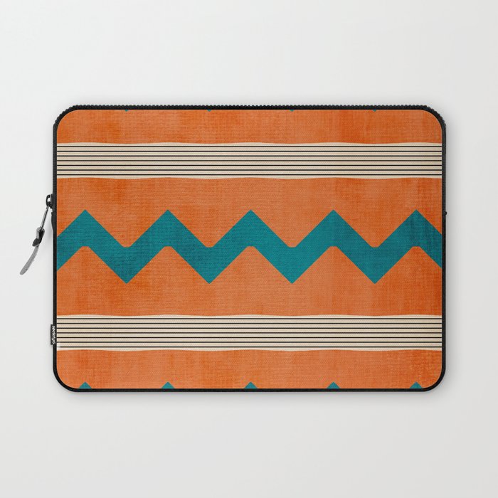 Teal Orange Chevrons Modern Artwork Laptop Sleeve Gallery Image 1