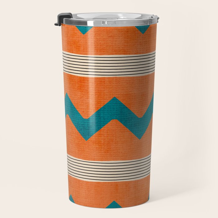 Teal Orange Chevrons Modern Artwork Travel Mug Gallery Image 3