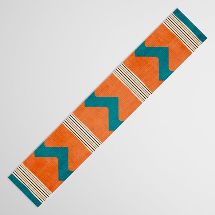 Teal Orange Chevrons Modern Artwork Table Runner Gallery Image 3