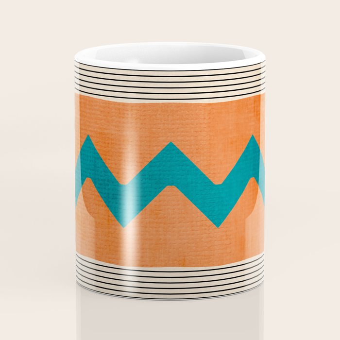 Teal Orange Chevrons Modern Artwork Coffee Mug Gallery Image 4