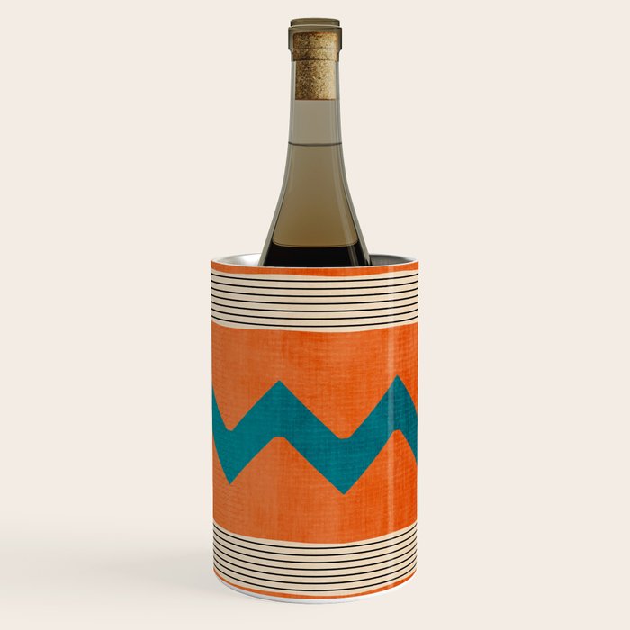 Teal Orange Chevrons Modern Artwork Wine Chiller Gallery Image 3