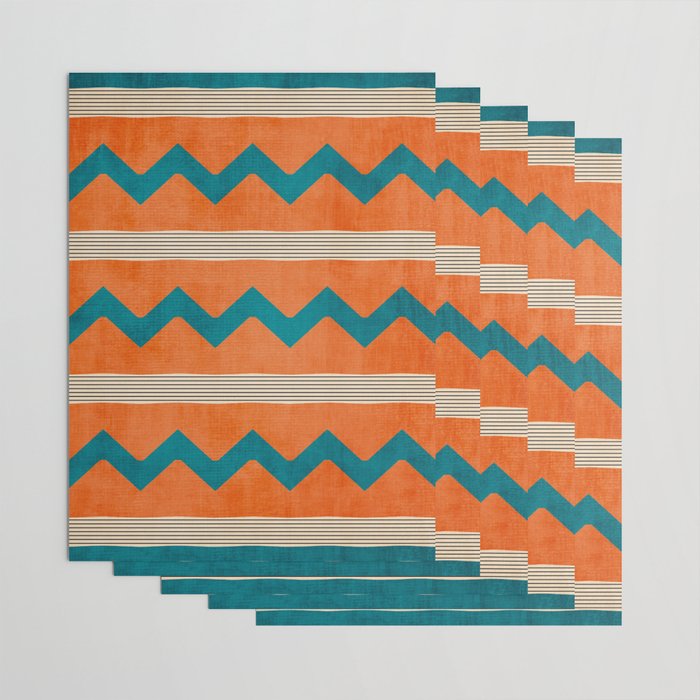 Teal Orange Chevrons Modern Artwork Wrapping Paper Gallery Image 3