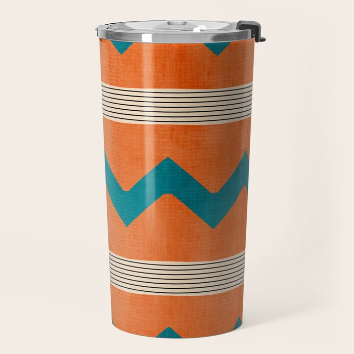 Teal Orange Chevrons Modern Artwork Travel Mug Gallery Image 2