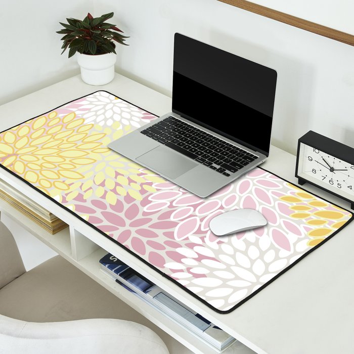 Floral Prints, Soft, Yellow and Pink, Design Prints Desk Mat Gallery Image 2