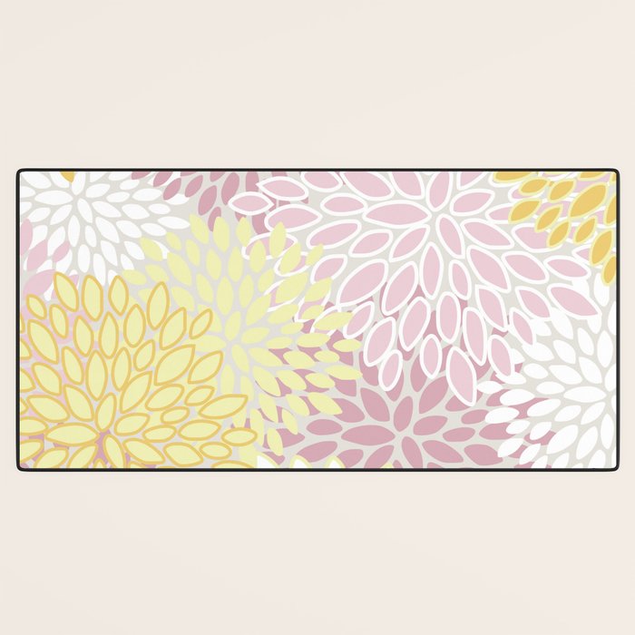 Floral Prints, Soft, Yellow and Pink, Design Prints Desk Mat Gallery Image 3