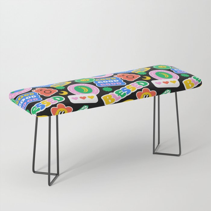 Retro cartoon sticker label pattern Bench Gallery Image 1
